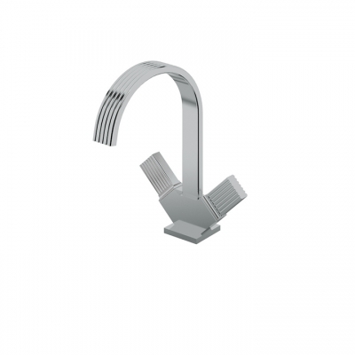 Single-hole lavatory faucet with two handles