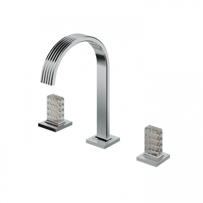 Widespread lavatory faucet with crystal handles